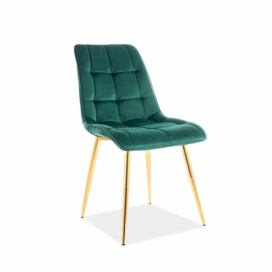 Židle CHIC VELVET ZLATÁ Konstrukce/Zelený BLUVEL 78