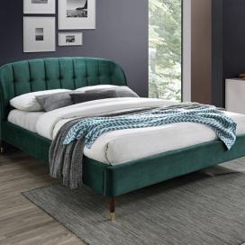 Moderní postel Liguria Velvet 160x200 Zelený / Tmavě hnědá