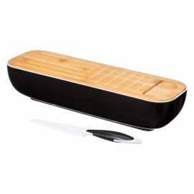 5five Simply Smart Bagetový box s krabicí+nožem, 40 x 12 cm, černá