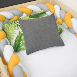 Benlemi Bavlněný mantinel do postele pletený do copu Zvolte barvu: Bílo-šedo-hořčicová, Rozměr: 300 cm (3 metry)