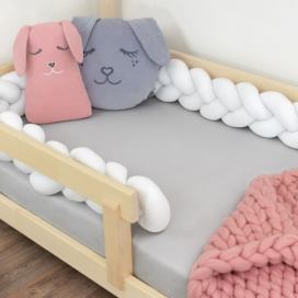 Benlemi Bavlněný mantinel do postele pletený do copu Zvolte barvu: Bílá, Rozměr: 200 cm (2 metry)