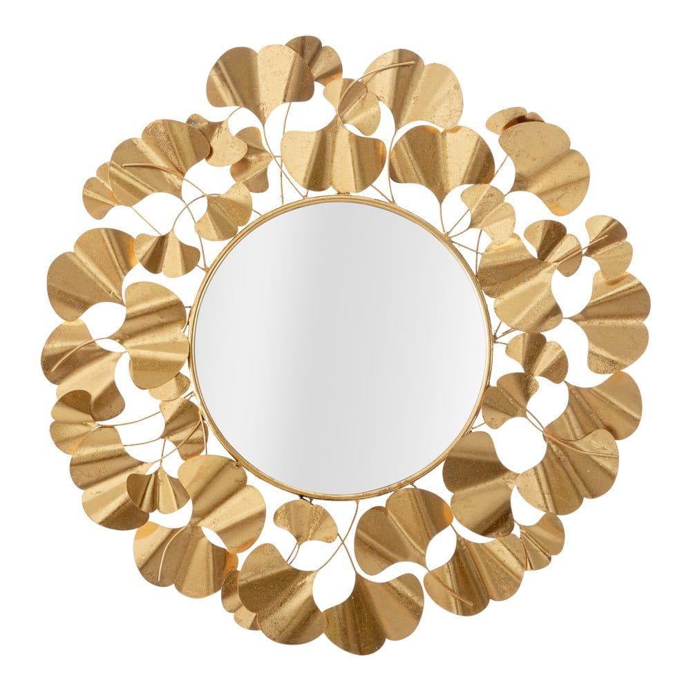 Nástěnné zrcadlo ve zlaté barvě Mauro Ferretti Leaf Gold, ø 81 cm - Bonami.cz