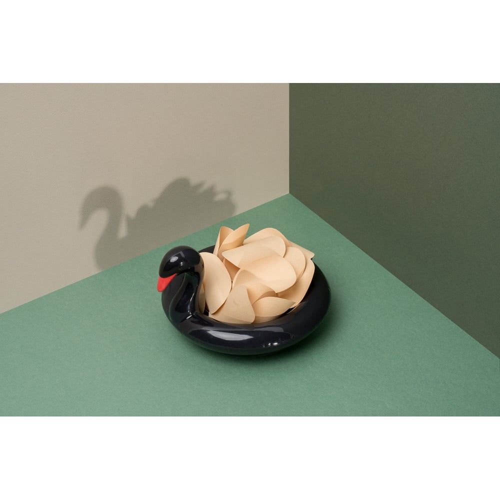 Černá keramická plovoucí miska DOIY Black Swan, 18 x 16 cm - Bonami.cz