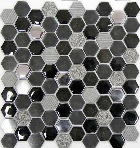 Mozaika Mosavit Hexagono negro 30x30 cm mat / lesk HEXANE - Siko - koupelny - kuchyně