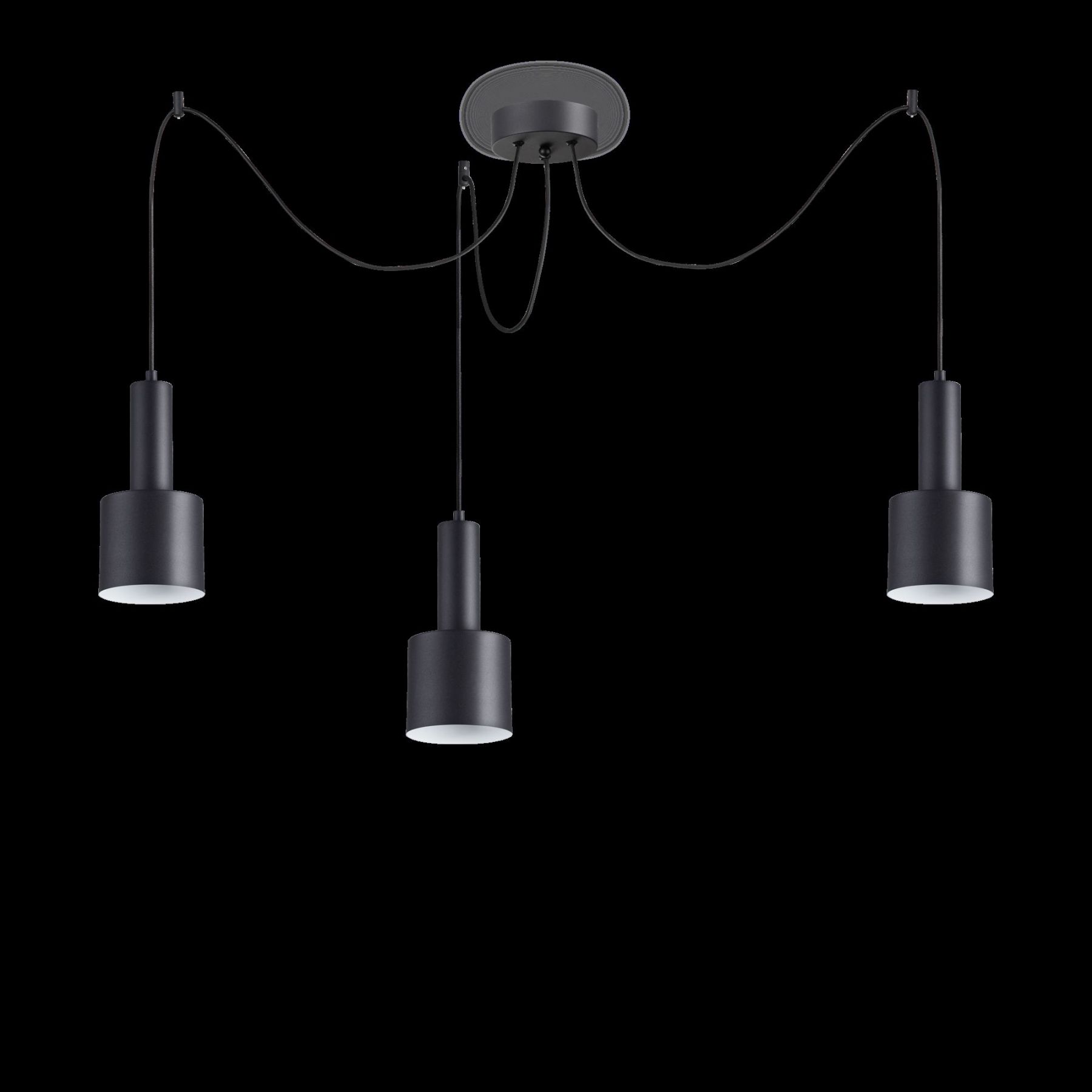 Ideal Lux 231594 zavěšený stropní lustr Holly 3x60W | E27 - černý - Dekolamp s.r.o.