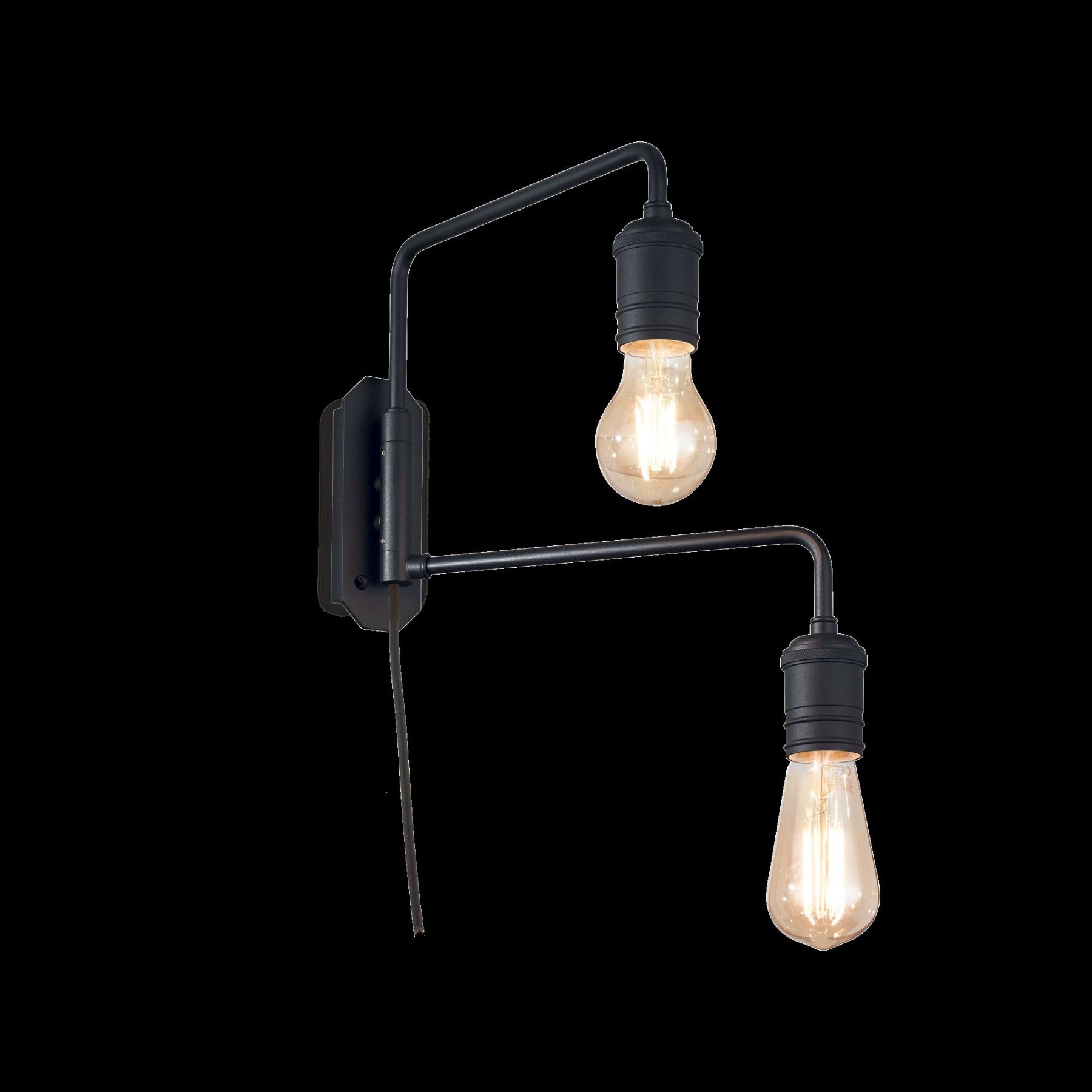 Ideal Lux 242385 nástěnná lampa Triumph 2x60W | E27 - černá, s nastavitelnými rameny - Dekolamp s.r.o.
