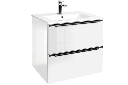 Koupelnová skříňka s umyvadlem Naturel Nobia 60x60x46 cm bílá lesk NOBIA60ZBL - Siko - koupelny - kuchyně
