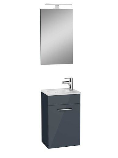 Koupelnová sestava s umyvadlem zrcadlem a osvětlením VitrA Mia 39x61x28 cm antracit lesk MIASET40A - Bonami.cz