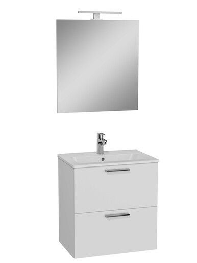 Koupelnová sestava s umyvadlem zrcadlem a osvětlením VitrA Mia 59x61x39,5 cm bílá lesk MIASET60B - Siko - koupelny - kuchyně