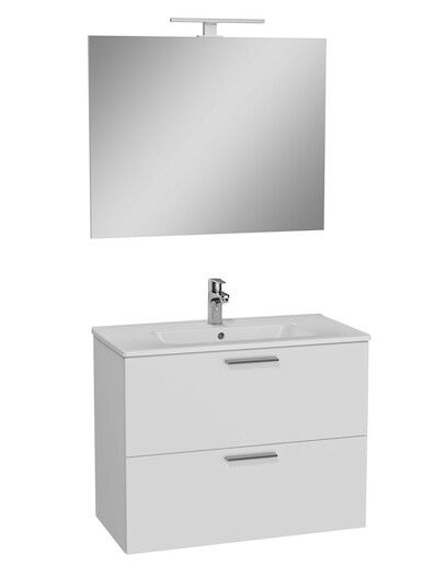 Koupelnová sestava s umyvadlem zrcadlem a osvětlením VitrA Mia 79x61x39,5 cm bílá lesk MIASET80B - Siko - koupelny - kuchyně