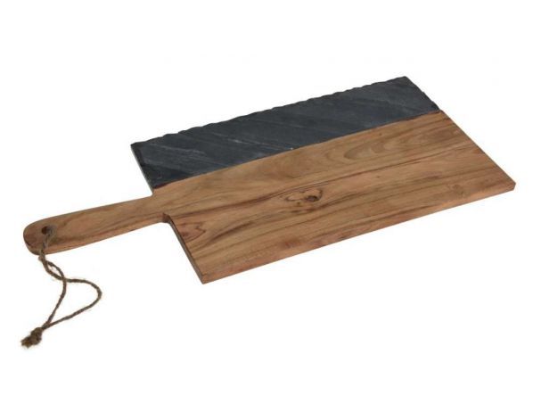 Dřevěné kuchyňské prkénko s břidlicí 45x20x1,2cm, Mango dřevo - FORLIVING