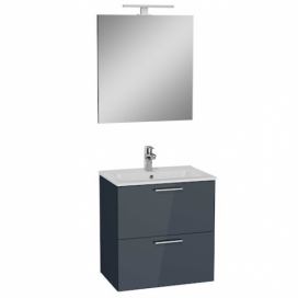 Koupelnová skříňka s umyvadlem zrcadlem a osvětlením Vitra Mia 59x61x39,5 cm antracit lesk MIASET60A