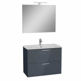 Koupelnová sestava s umyvadlem zrcadlem a osvětlením VitrA Mia 79x61x39,5 cm antracit lesk MIASET80A