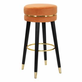 Sametová barová stolička Mauro Ferretti Faria 35x74 cm, rezavá/zlatá