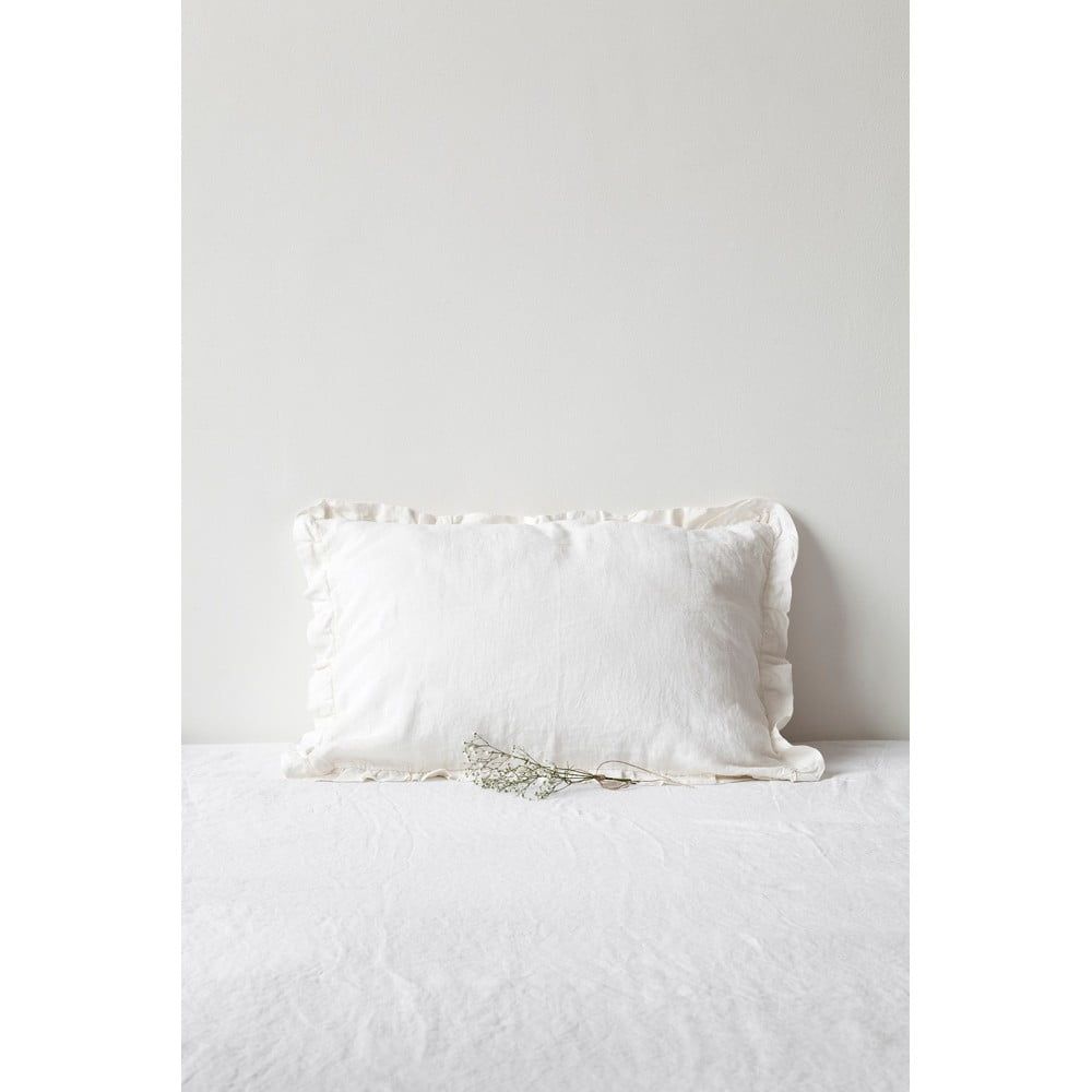 Bílý lněný povlak na polštář s řaseným lemem Linen Tales, 50 x 60 cm - Bonami.cz