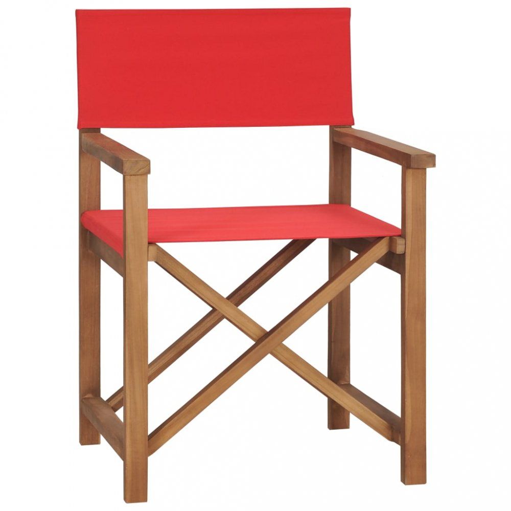 Režisérská židle teakové dřevo Dekorhome Červená - DEKORHOME.CZ