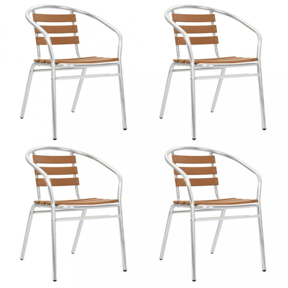 Stohovatelné zahradní židle 4 ks stříbrná / hnědá Dekorhome - DEKORHOME.CZ