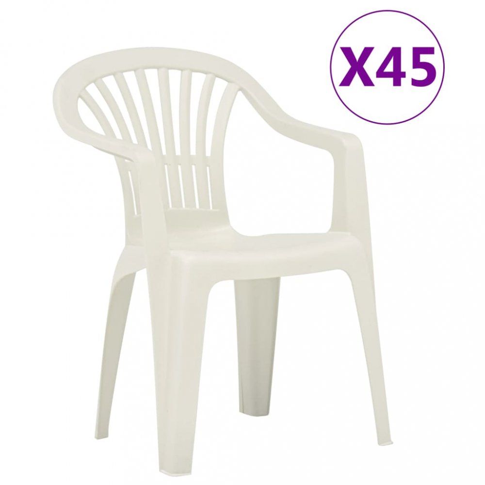 Stohovatelné zahradní židle 45 ks plast Dekorhome Bílá - DEKORHOME.CZ