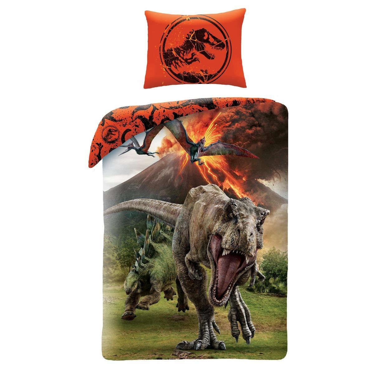 Halantex Dětské bavlněné povlečení Jurassic Park oranžová, 140 x 200 cm, 70 x 90 cm - 4home.cz