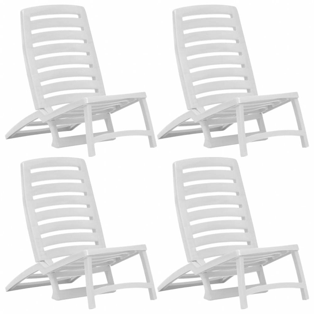 Skládací plážové židle 4 ks plast Dekorhome Bílá - DEKORHOME.CZ