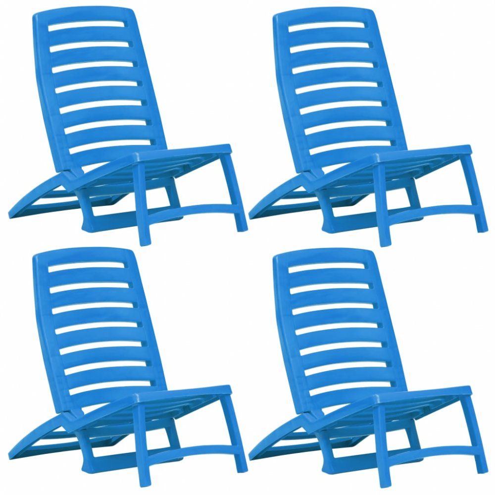 Skládací plážové židle 4 ks plast Dekorhome Modrá - DEKORHOME.CZ