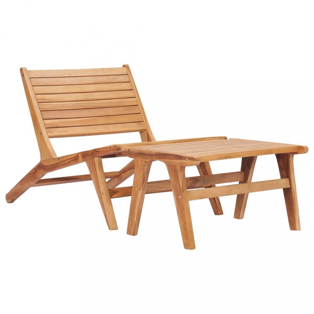 Zahradní židle s podnožkou teakové dřevo Dekorhome - DEKORHOME.CZ