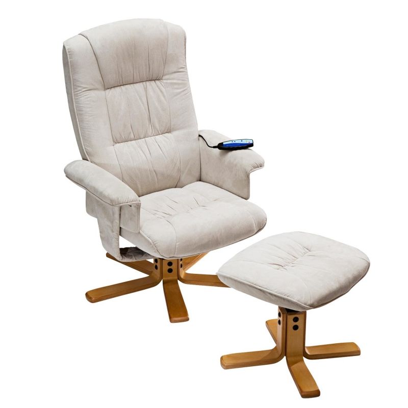 Relaxační masážní křeslo s podnožkou béžové K36 - IDEA nábytek