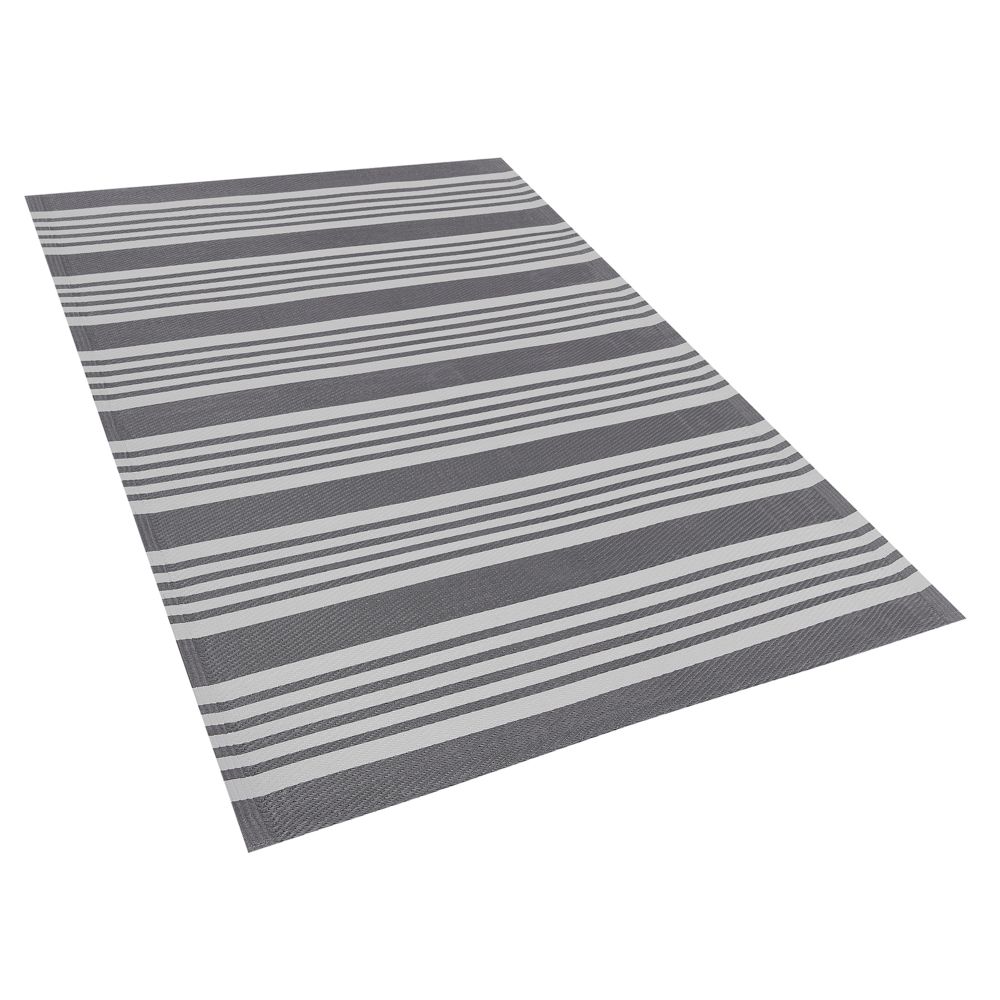 Venkovní koberec 120 x 180 cm šedý a bílý DELHI - Beliani.cz