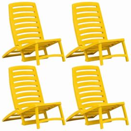 Skládací plážové židle 4 ks plast Dekorhome Žlutá