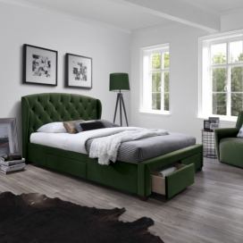 HALMAR Čalouněná postel Rina tmavě zelená 160x200 cm