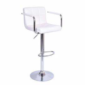 Tempo Kondela Barová židle LEORA 2 NEW - bílá eko kůže/chrom
