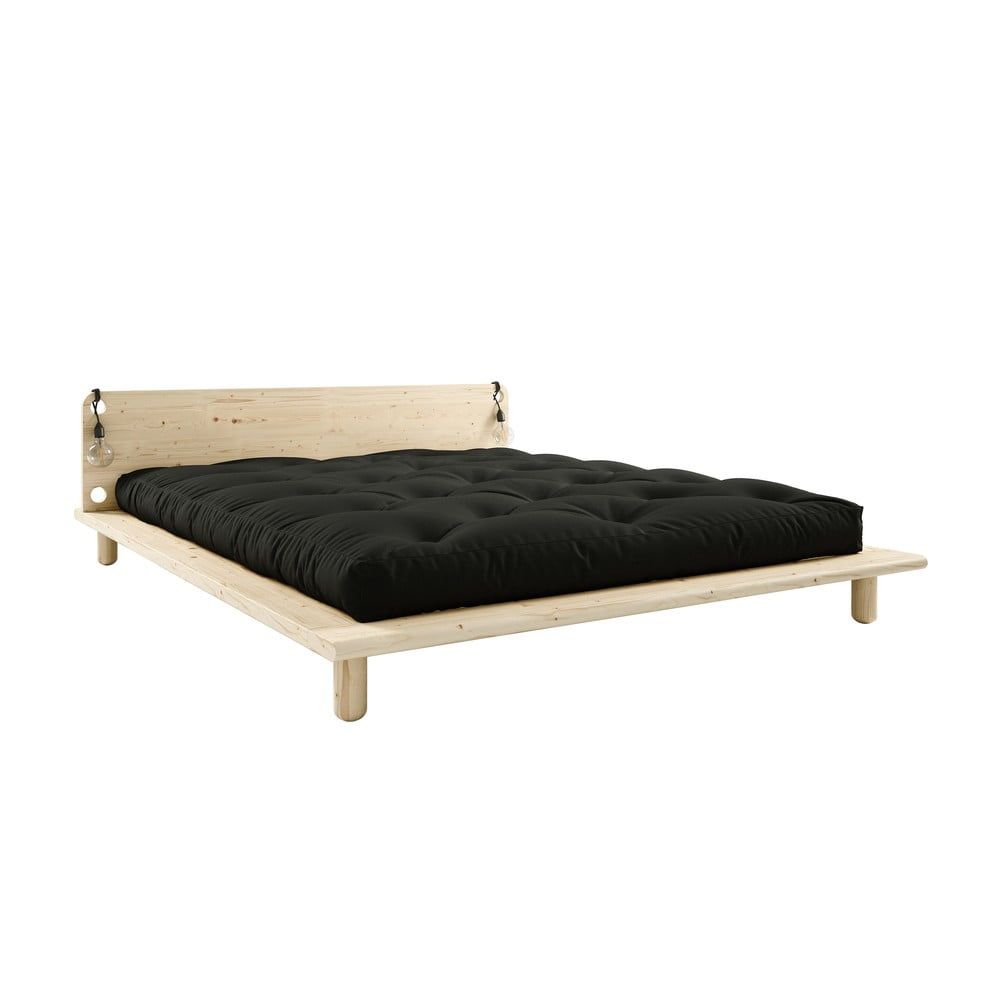 Dvoulůžková postel s lampičkami a černou matrací Double Latex Karup Design Peek, 180 x 200 cm - Bonami.cz