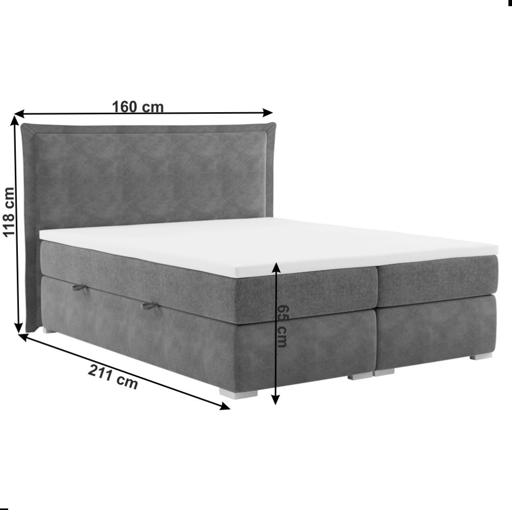 Boxspringová postel tmavě šedá Dekorhome 180 x 200 cm - DEKORHOME.CZ