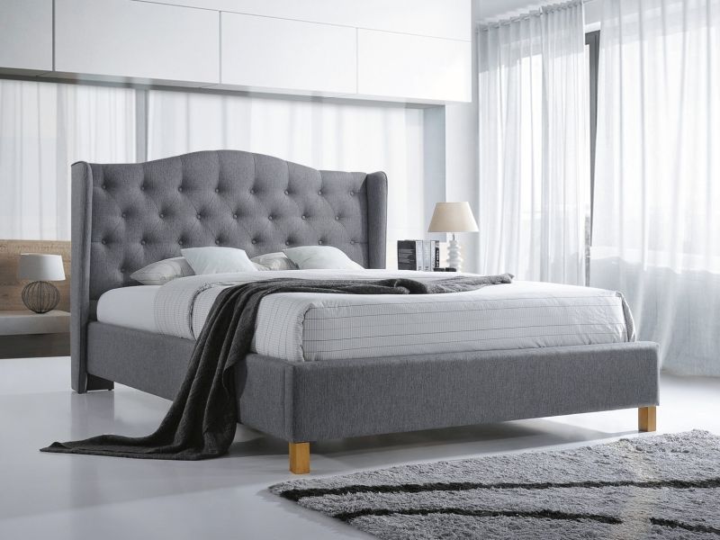 Čalouněná postel ASPEN 160 x 200 cm šedá Matrace: Bez matrace - Výprodej Povlečení