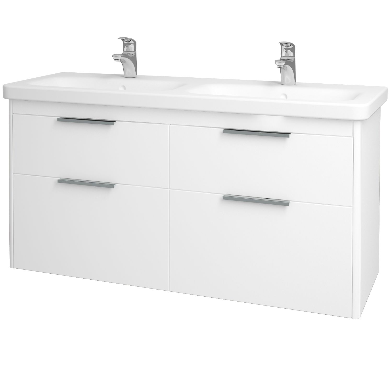 Dřevojas Koupelnová skříňka ENZO SZZ4 130 - L01 Bílá vysoký lesk / M01 Bílá mat - Dřevojas
