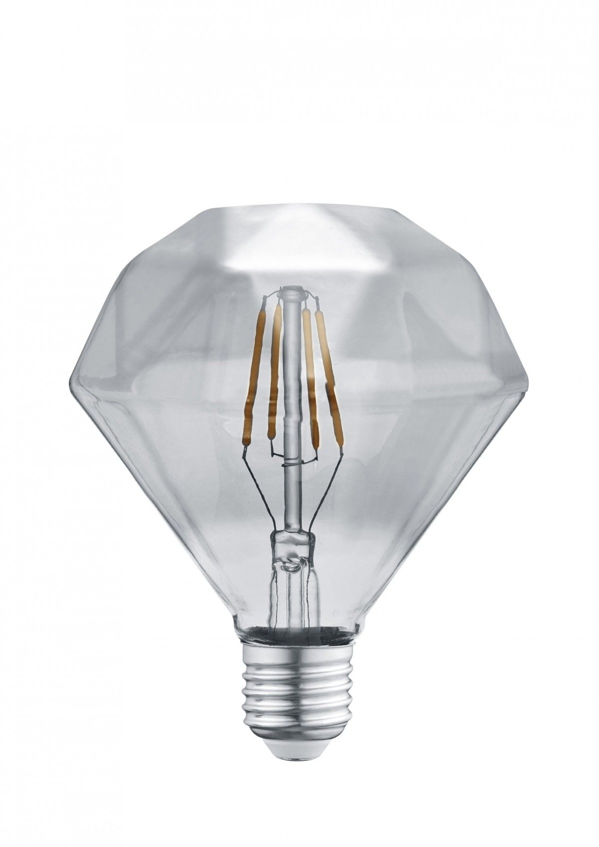 Trio 902-454 LED designová filamentová žárovka Diamant 1x4W | E27 | 140lm | 3000K - kouřové sklo - Dekolamp s.r.o.