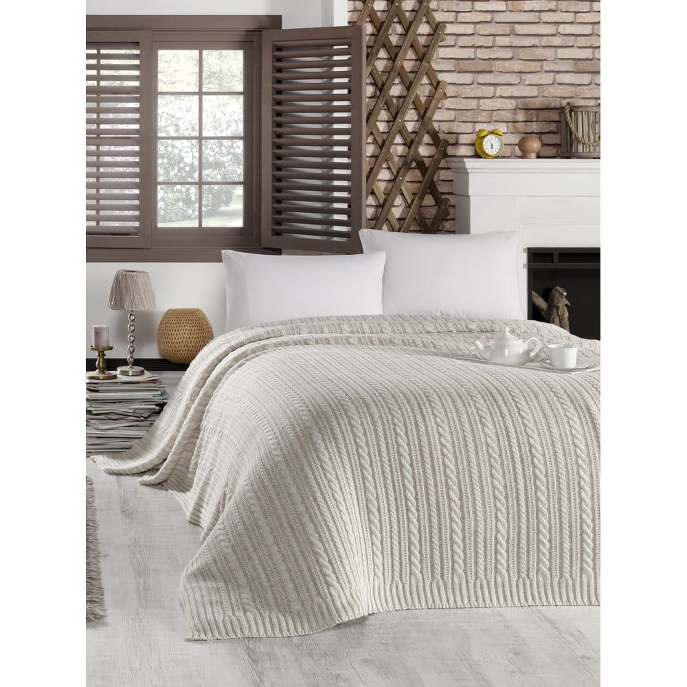 Světle šedý přehoz přes postel s příměsí bavlny Homemania Decor Camila, 220 x 240 cm - Bonami.cz