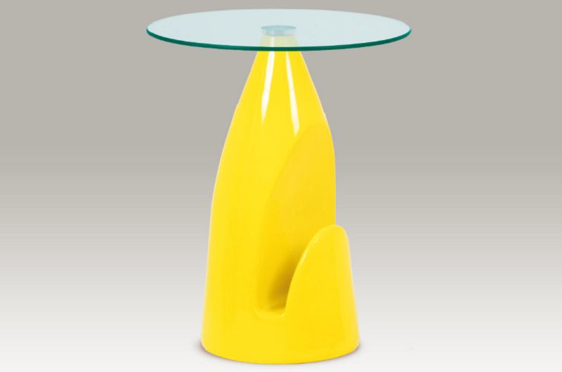 Odkládací stolek, čiré sklo / vysoký lesk žlutý - Nábytek Natali s.r.o.