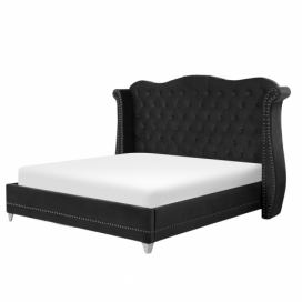 Sametová postel AYETTE 180 x 200 cm černá