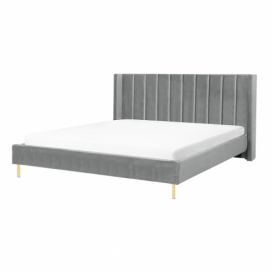 Sametová postel 180 x 200 cm šedá VILLETTE