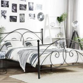 Kovová postel 140 x 200 cm černá DINARD