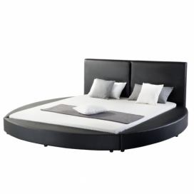 Kožená vodní postel 180 x 200 cm černá LAVAL