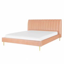 Sametová postel 180 x 200 cm, broskev MARVILLE