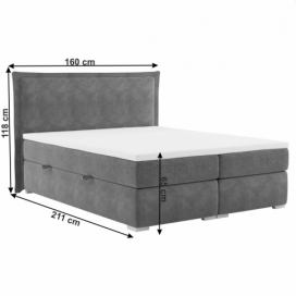Boxspringová postel tmavě šedá Dekorhome 180 x 200 cm