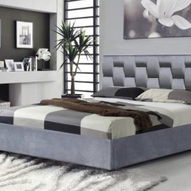 HALMAR Čalouněná postel Anab 160x200 dvoulůžko - šedá