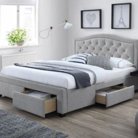 AKCE Čalouněná postel ELECTRA 140 x 200 cm šedá II.jakost Matrace: Bez matrace