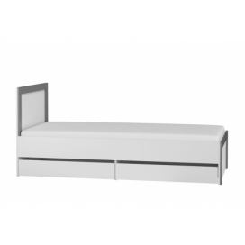 Mládežnická postel 90x200 se zásuvkami Alabama ABL1 Bílý mat / šedý mat