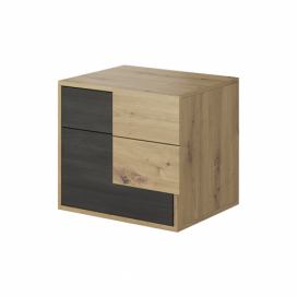Noční stolek, dub artisan/černá borovice norská, BAFRA