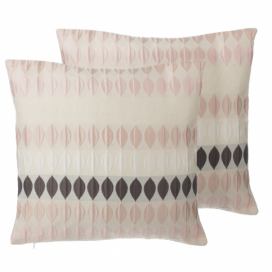 Sada 2 dekorativních polštářů s kapkami 45 x 45 cm růžovo-hnědé CANNA