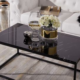 Konferenční stolek s mramorovým efektem černý DELANO